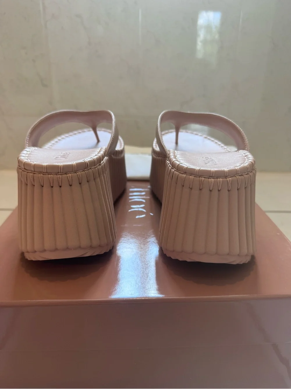 Chloé Nama Wedge Platform Slides Toasted Brown Leather Size 36
